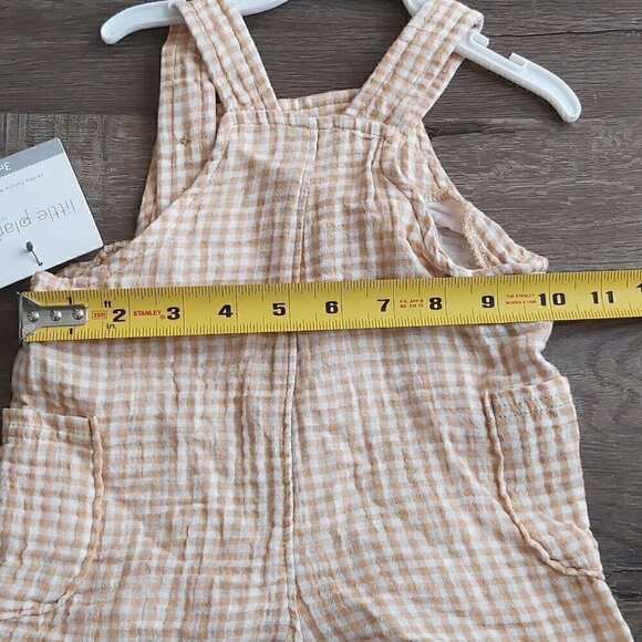 Little Planet by Carter's 100% Cotton Brown/White Plaid Overalls: Classic Style - Picture 3 of 7